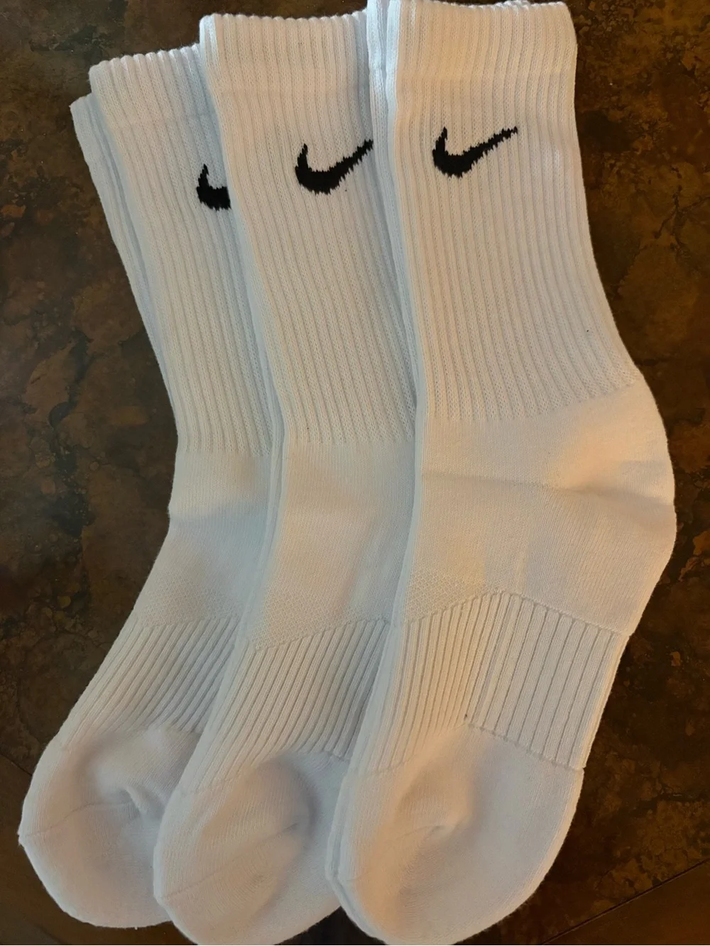 NWOT Nike White Crew Athletic Socks with Black Swoosh - 3 Pair